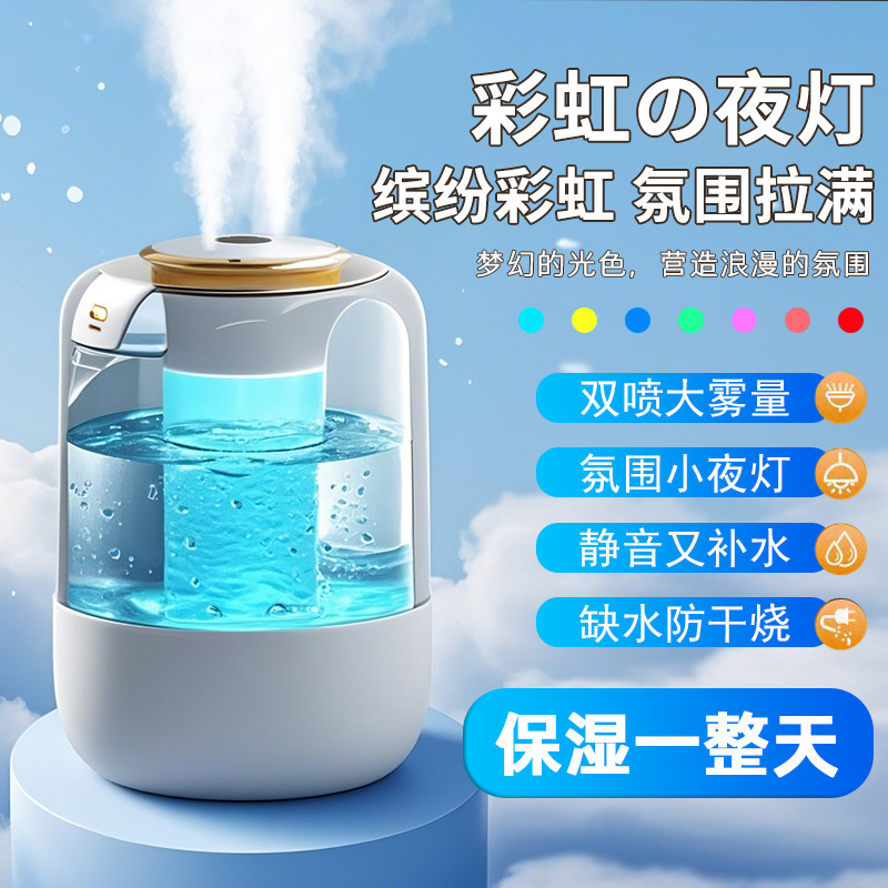 国境を越えたUSBカラーライト付きデジタルディスプレイ寝室オフィス加湿器、大霧量、妊婦・幼児向け静音家庭用小型加湿器|undefined