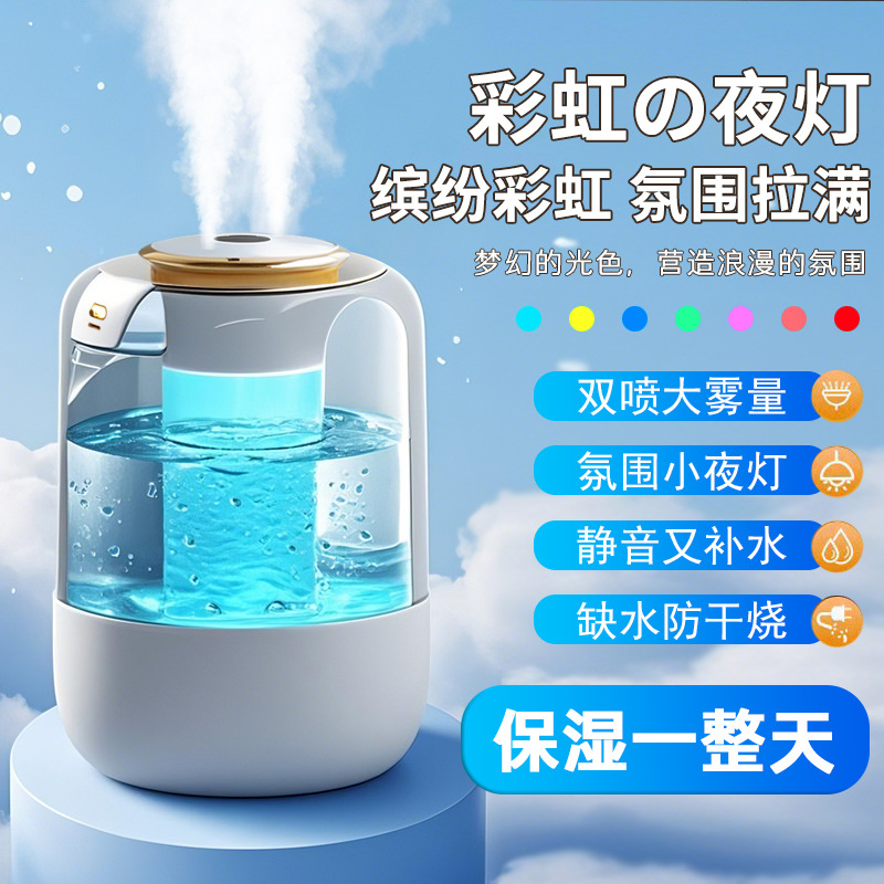 New Year's Digital Display Colorful Light Air Humidifier for Bedroom and Office, Large Mist Volume, Silent Humidifier for Pregnant Women and Infants, Customizable