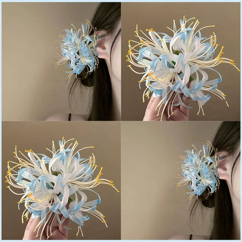 Боковая заколка Manjusaka с изображением заката, нежная атмосфера, заколка с цветком, изысканная заколка в стиле ретро, ​​заколка для волос