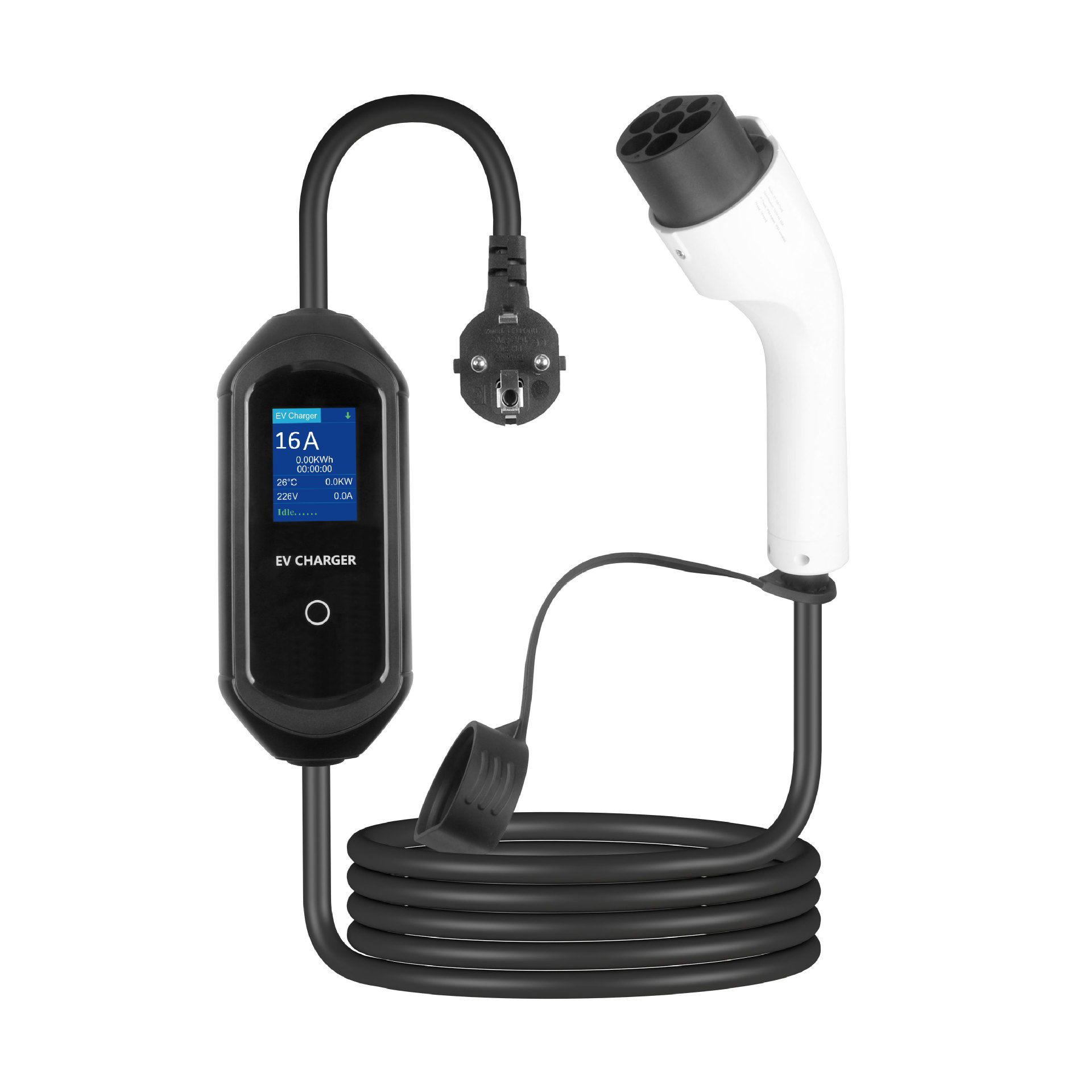 32A/16A新能源汽车国标GBT便携式充电枪可带蓝牙可多档调节大屏显