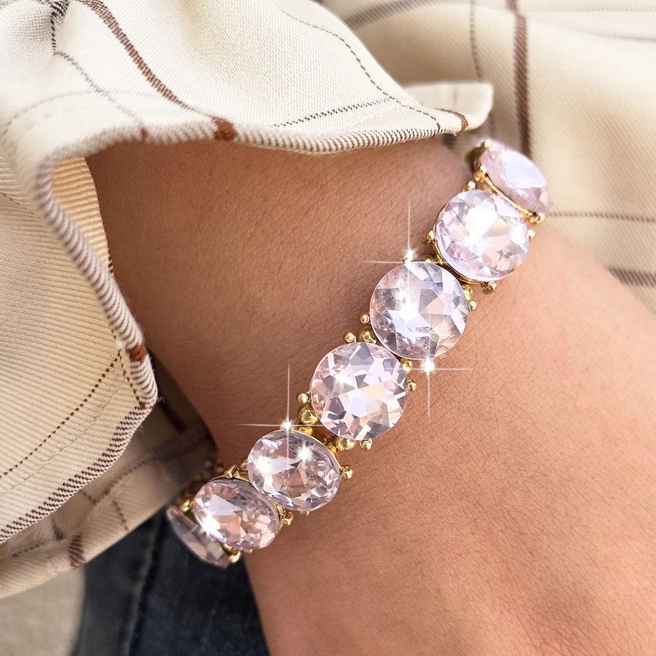 Fashion Statement Bangle With Glass Crystals And Rhinestones_voghion.com