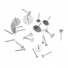 不锈钢平头针扁头针耳托粘珠耳钉diy手工耳环配件材料