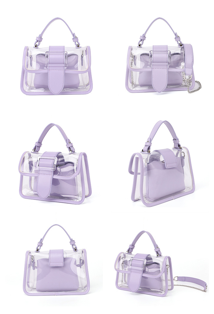 Solid Color Pattern Women'S Gender Women's Small Pvc Solid Color Fashion Square Flip Cover Jelly Bag