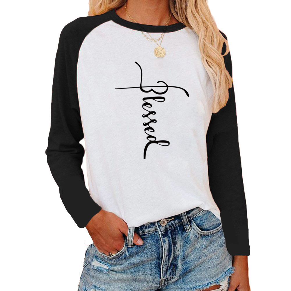 Tricou cu mânecă lungă și imprimeu încrucișat