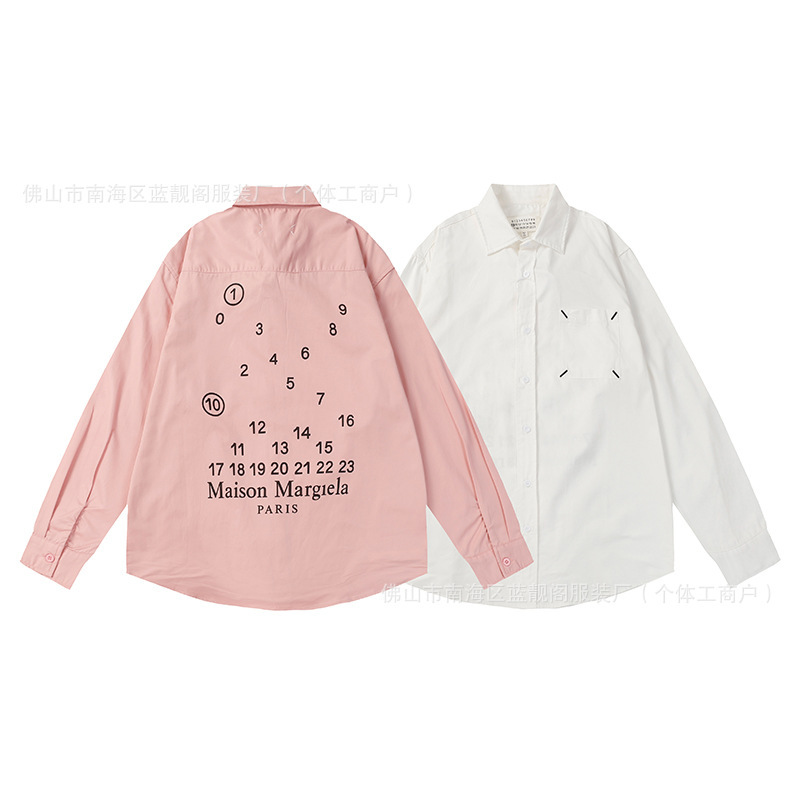 国境を越えた貿易 メゾン マルジェラ MM6 ルーズレター メンズ レディース プリント 長袖シャツ|undefined