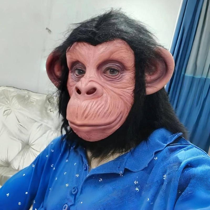 Monkey Face Latex Mask Funny Animal Full Face Headgear Halloween Cosplay Party Props for Festival and Party