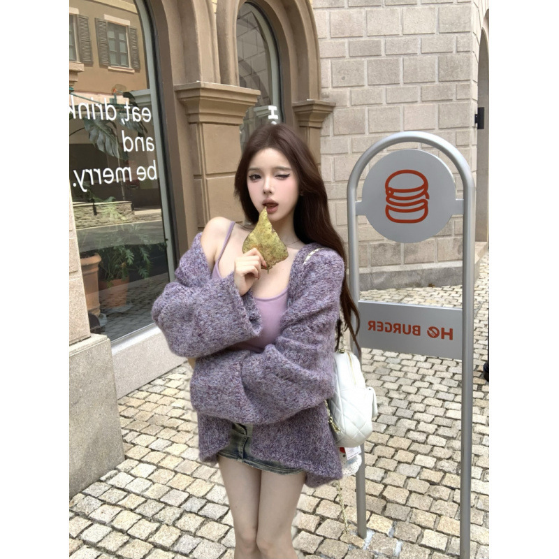 纯欲气质慵懒风宽松显瘦百搭软糯开衫长袖毛衣外套女|undefined