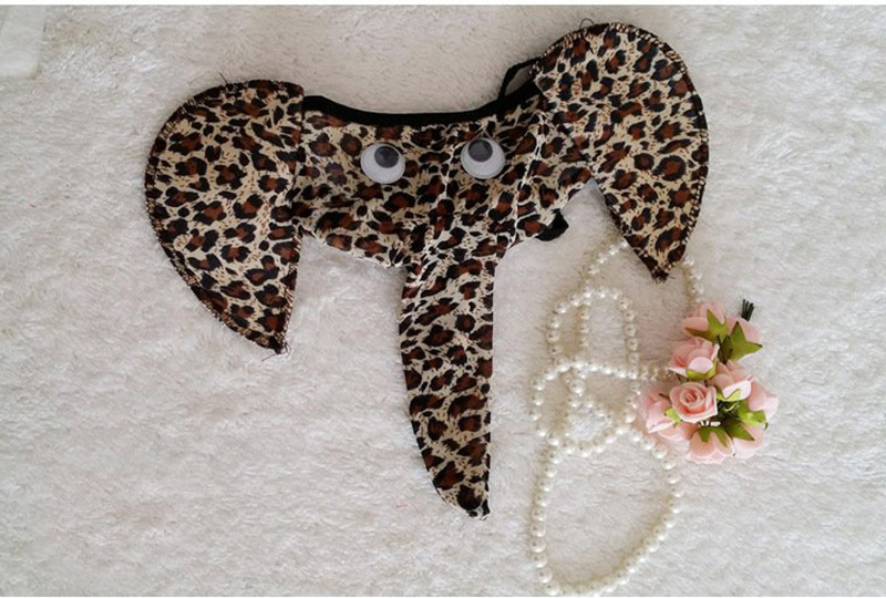 Xiuaisha Men’s Mesh Perspective Elephant Nose Thong, Leopard Print One Size — detail image 17