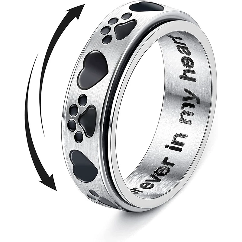 Xinghe трансграничная Amazon Новая любовь собака принт милые дамы холодный ветер кольцо титановая сталь вращающееся кольцо