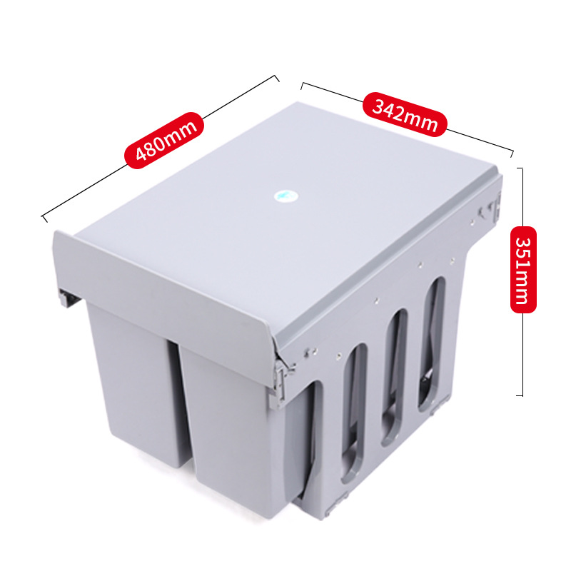 Cocina 400 gabinete de almacenamiento invisible gabinete de tipo extraíble clasificador de basura 15Lx2 incrustado en dos barriles tres barriles de plástico