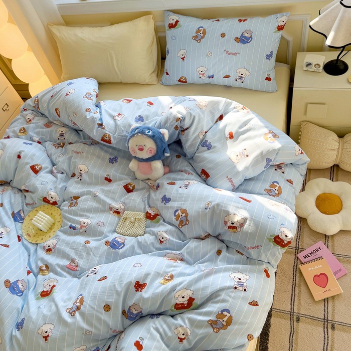 A clase de algodón ultra suave lavado con agua cuatro piezas de madres y bebés cubierta de cama desnuda dormitorio de estudiantes ropa de cama de tres piezas
