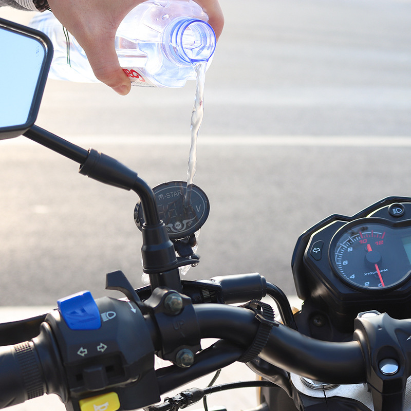 motorcycle Voltage Monitor Voltmeter LED display waterproof Voltage Warning Tester 12-24V Motorcycle Accessories