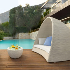 創意藤椅茶几三件套鳥巢休閒藤椅沙發會所酒店陽台躺床戶外家具