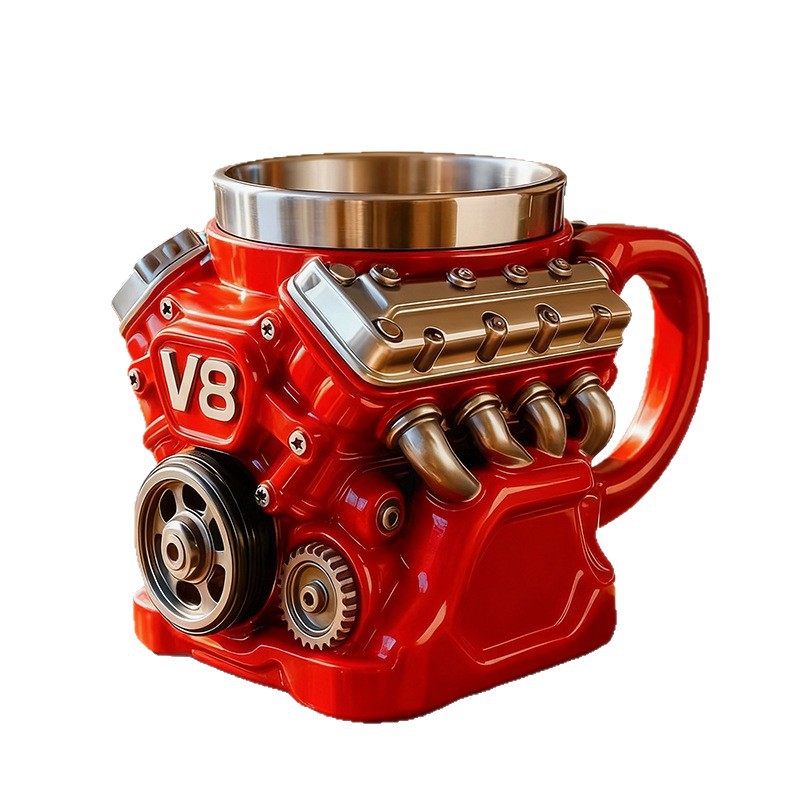 Nuevos productos transfronterizos V8 taza de resina de motor V6 taza de decoración de alta calidad nicho artesanía de personalidad