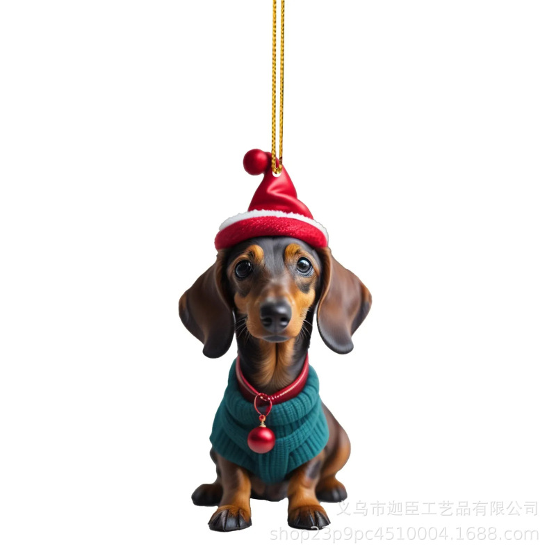 国境を越えた新製品クリスマス装飾品ソーセージ犬ストラップ平面クリスマスツリーストラップクリスマスツリーストラップ|undefined