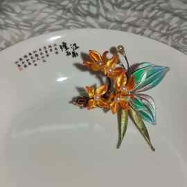 非遗缠花发簪新中式仿点翠蝴蝶桂花古风头饰汉服配饰