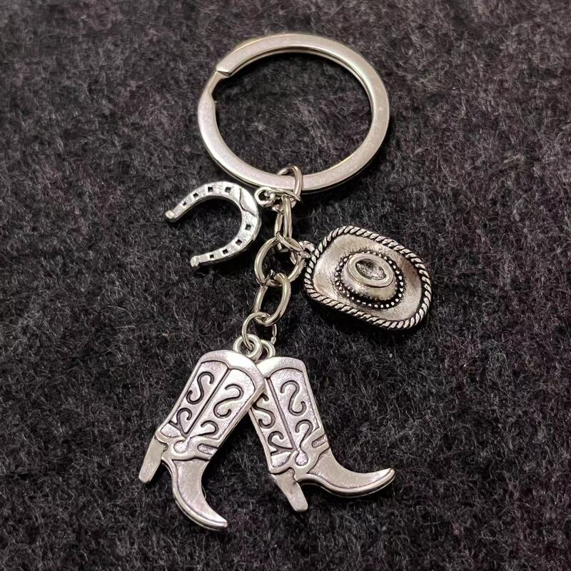Amazon Cross-Border Best-Selling Cowboy Hat Boots Horseshoe Horse Head Western Cowboy Prairie Grazing Key Chain