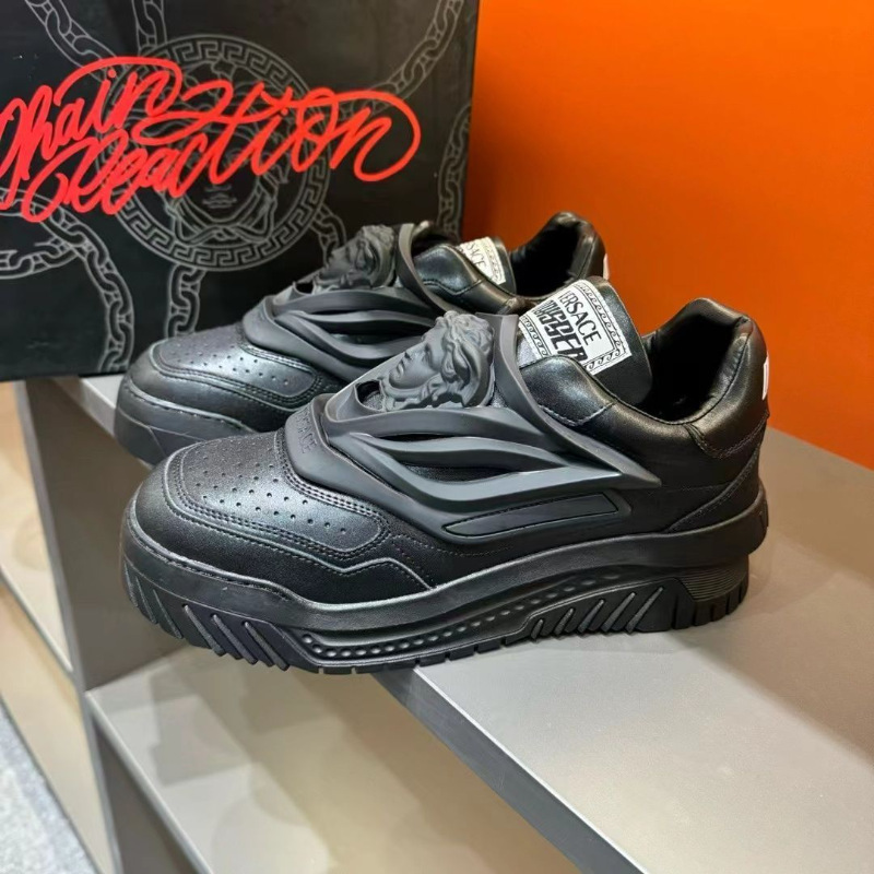 New High-End Medusa Men's Shoes with Genuine Leather Thick-Soled Casual Sneakers, Trendy Versatile Height-Increasing Spaceship Shoes