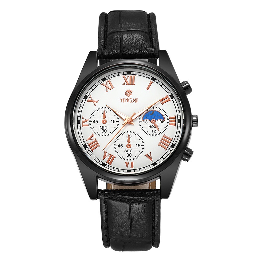 Relojes de nuevo estilo al por mayor, relojes de hombre multifuncionales de moda, no mecánicos, modernos, impermeables, con correa de cuero, reloj de cuarzo para hombre con esfera grande