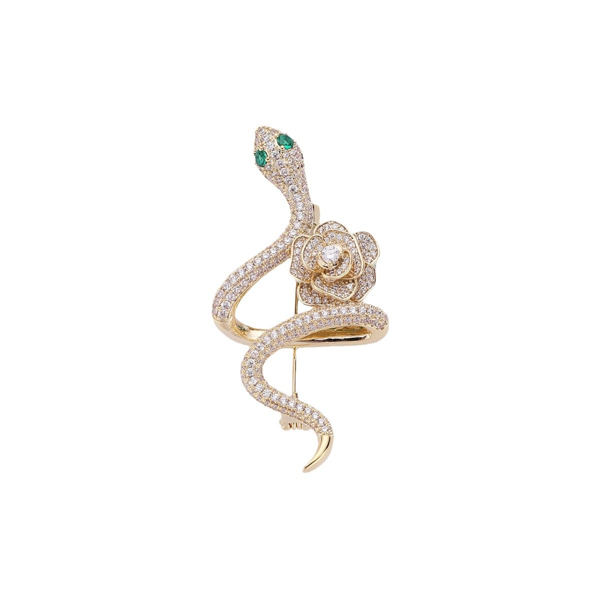 Nuevo estilo chino de estilo nacional de diamante serpiente verde rosa serpiente espíritu broche retro zodiaco este año de vida broche broche