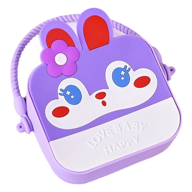 2023 новая силиконовая сумка с героями мультфильмов квадратного цвета клубничный медведь через плечо силиконовая сумка Детская сумка для хранения