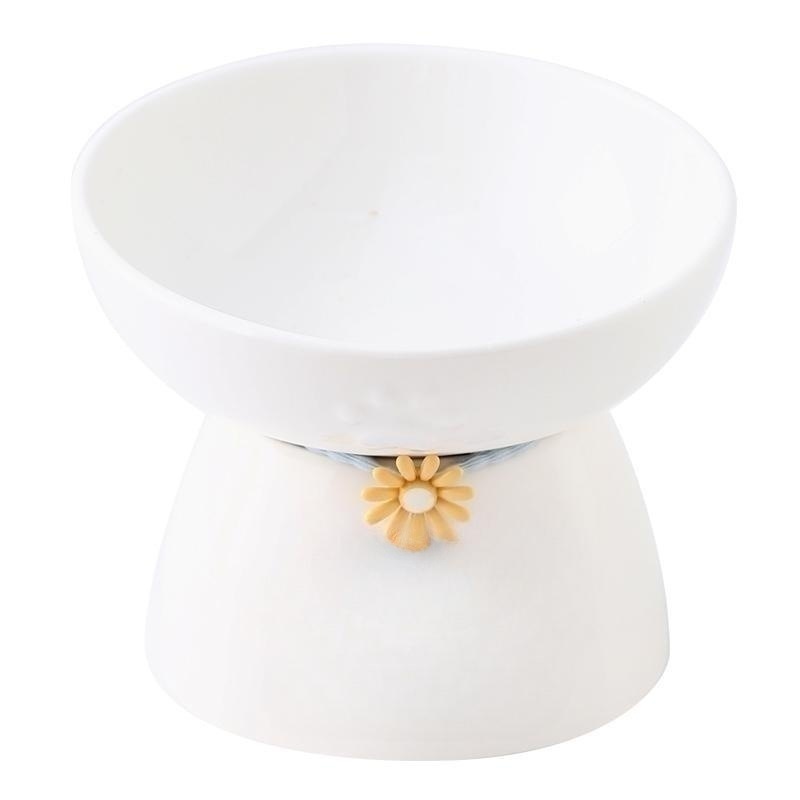 다리가 높은 대각선 그릇 (순수한 흰색)