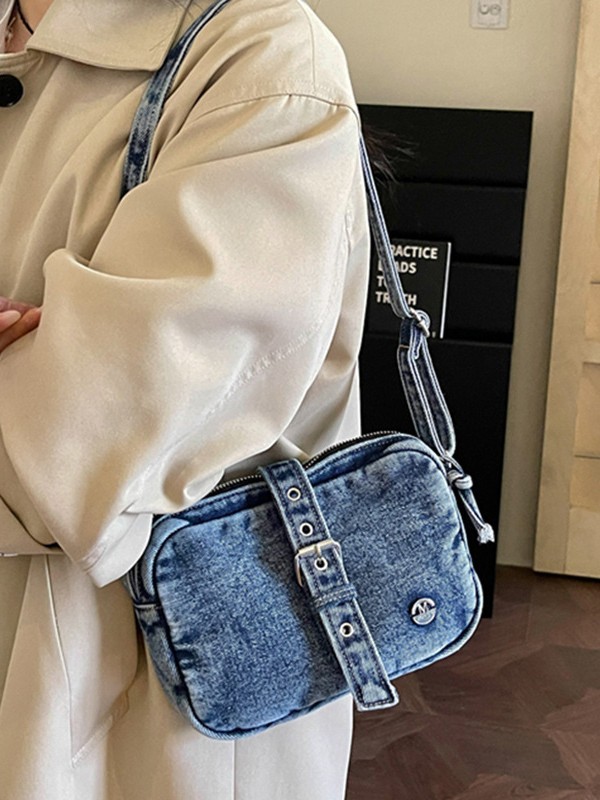 Nicho de diseño transfronterizo de la motocicleta de moda retro bolsas de brazo de galía moda versátil jeans mochila de hombro