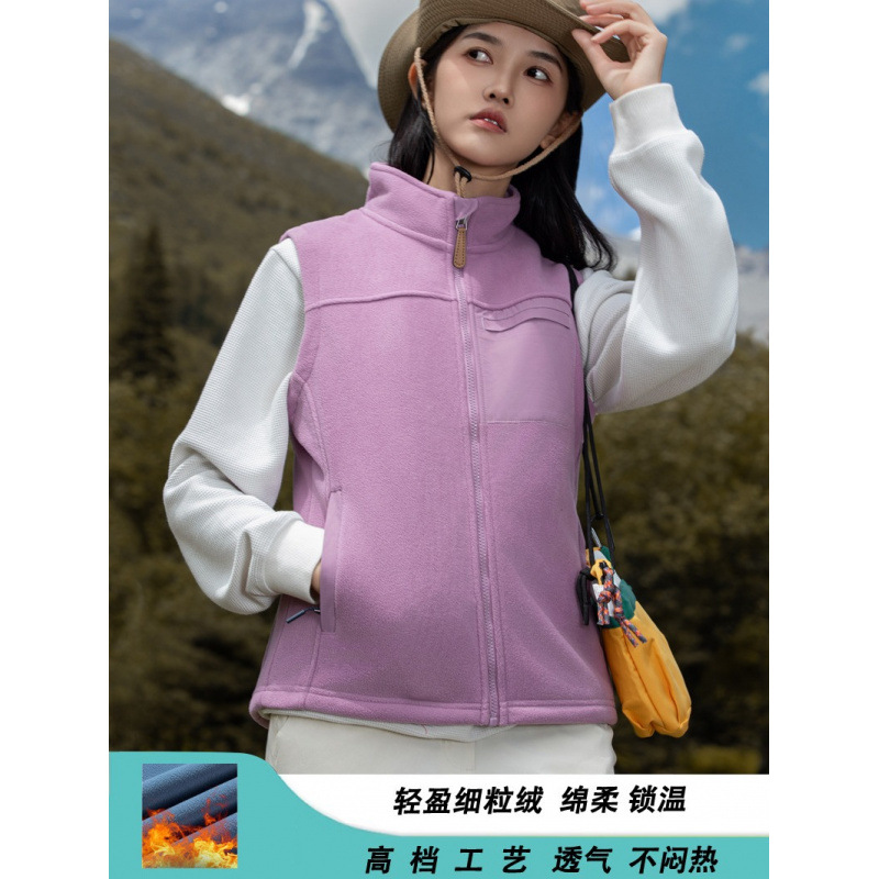 Ropa de terciopelo al aire libre de mujeres otoño y invierno chaleco de terciopelo de doble cara chaleco caliente para hombres chaleco delgado y delgado abrigo sin manga image 2