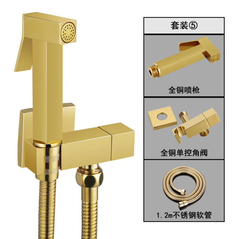 全銅製トイレ洗浄スプレーガン、女性用洗浄器、トイレ用一入一出アングルバルブ、浴室用加圧洗浄ガン、蛇口|undefined
