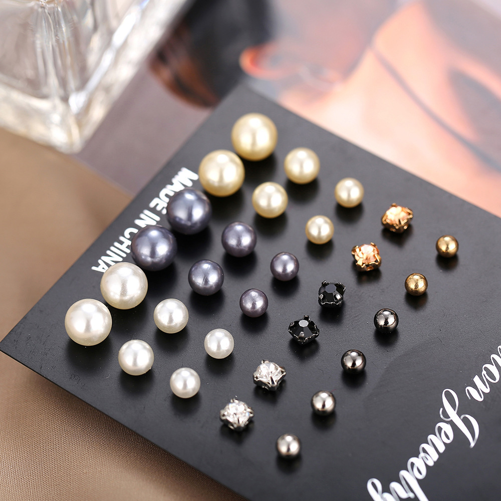 Fashion Geometric Alloy Inlay Rhinestone Beads Ear Studs display picture 5