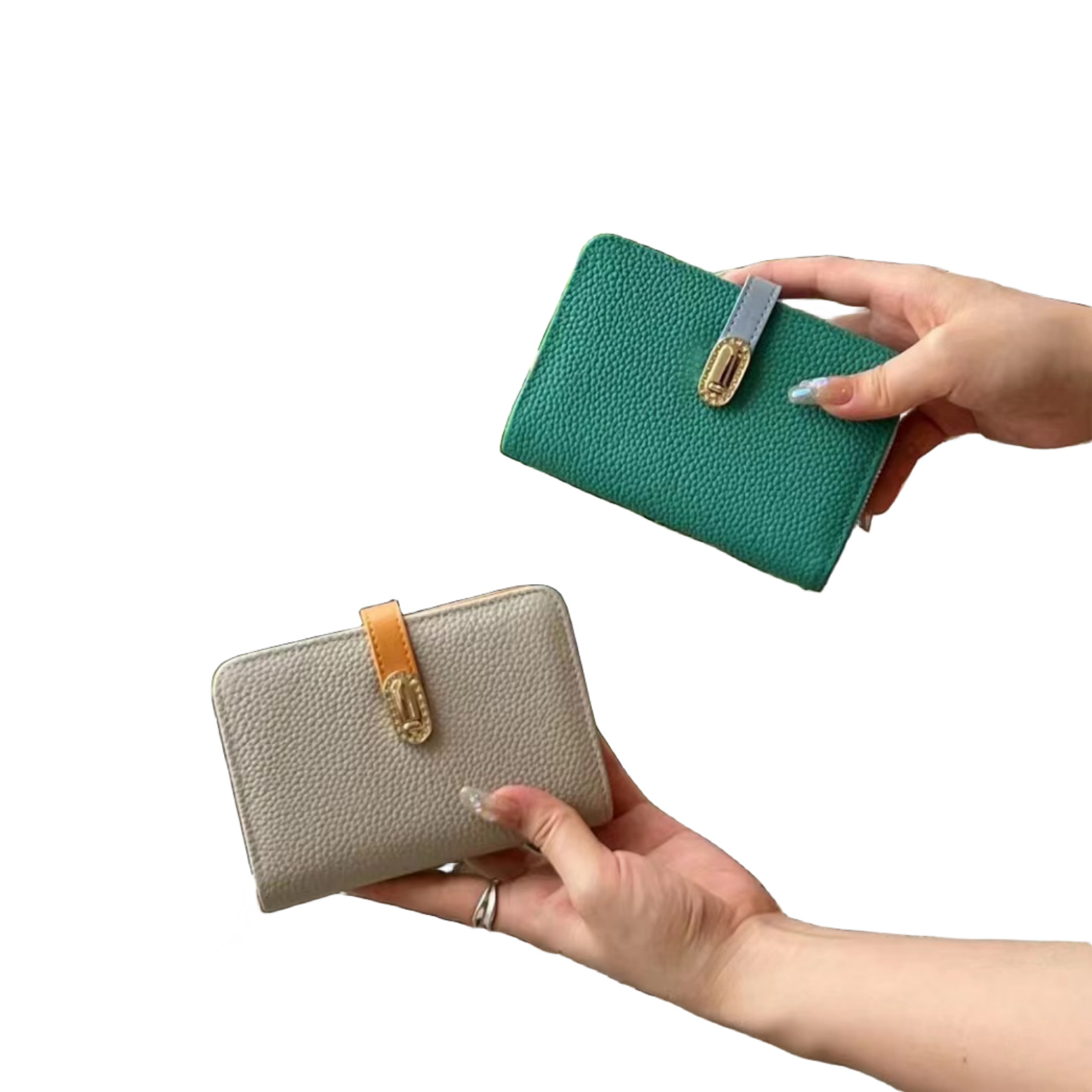 design ultra thin leather Japanese short wallet with zipper