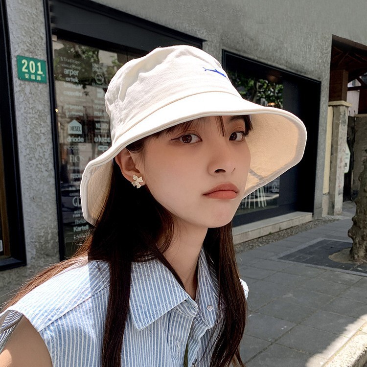 春夏新作フィッシャーマンハット、夏用日よけ帽子、日焼け止め、顔を覆う万能和風盆地帽子、痩身、つばの大きな帽子、女性用|undefined