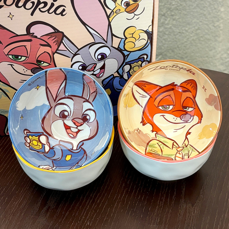 Zootopia Ceramic Rice Bowl Cute Children's Cartoon Tableware Set High-Value Small Bowl Christmas