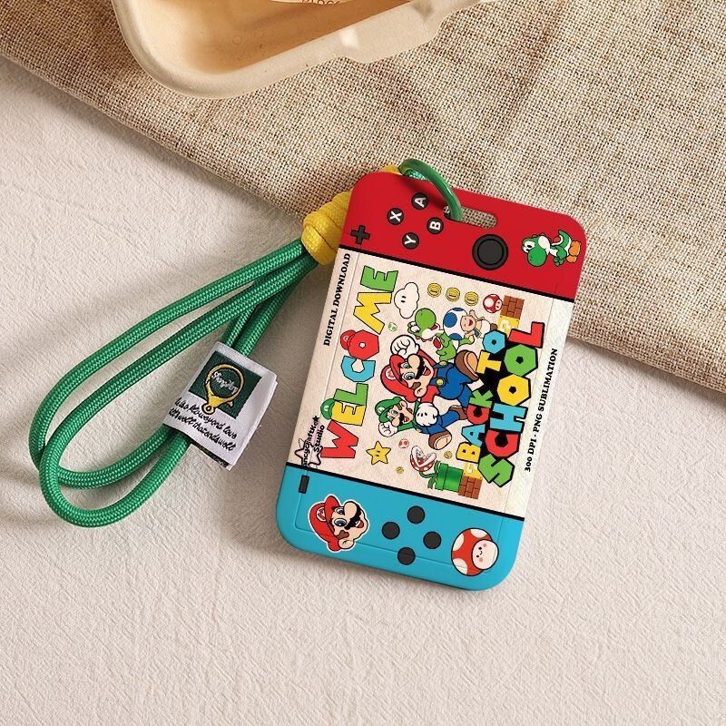 Original Mario Bus Card Set Rice Card Protective Set Cute and Durable 9 Mavericks NFC Card Set Spring Lanyard