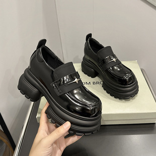 Flats Loafers for Women 2025 Spring New Flats British Style Jk Uniform Small Leather Shoes Thick Sole Inner Height Increasing Women's Shoes