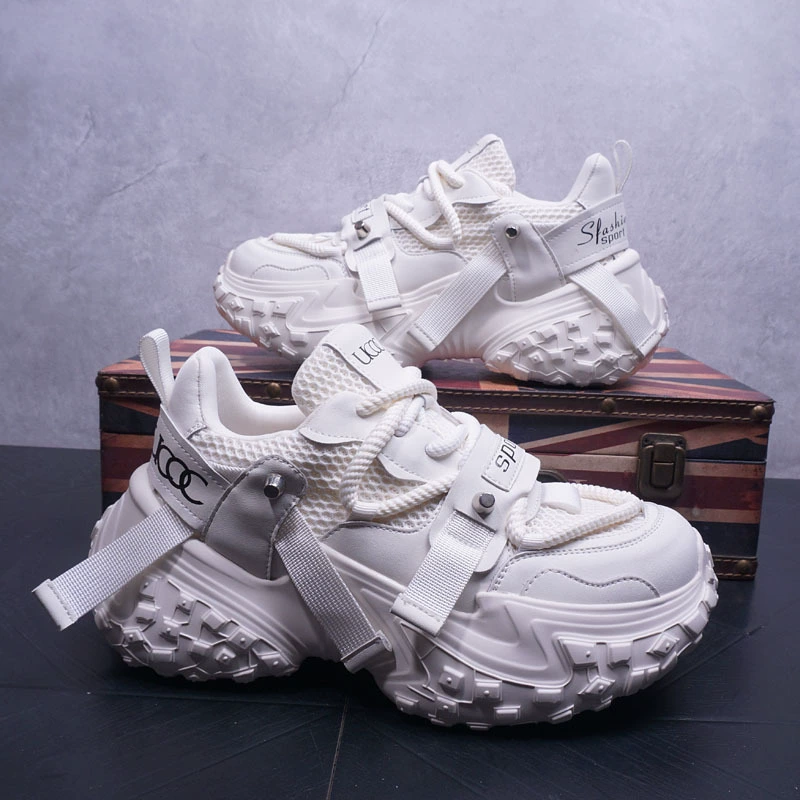 Летние дышащие универсальные студенческие модные корейские кроссовки на толстой подошве, увеличивающие рост, мужские спортивные кроссовки, дышащие повседневные кроссовки для папы