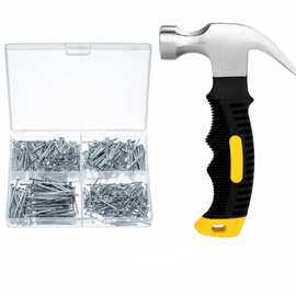 供跨境200件挂墙钉锤子指甲套装小锤子用于挂画挂画套件图片挂钉