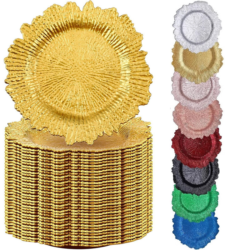 Spray-Painted Plastic Charger Plate European-Style Home Western Food Decorative Tray Hotel Party Banquet Plate