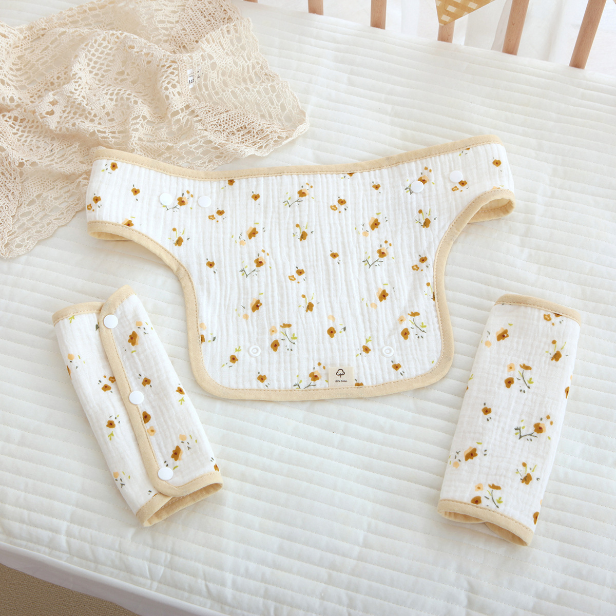 Clase A gasa de algodón puro correa para el hombro Toalla de saliva estilo de pecho correa para el hombro Toalla de saliva Toalla de mordedura de gasa Toalla de crepe Toalla de carro