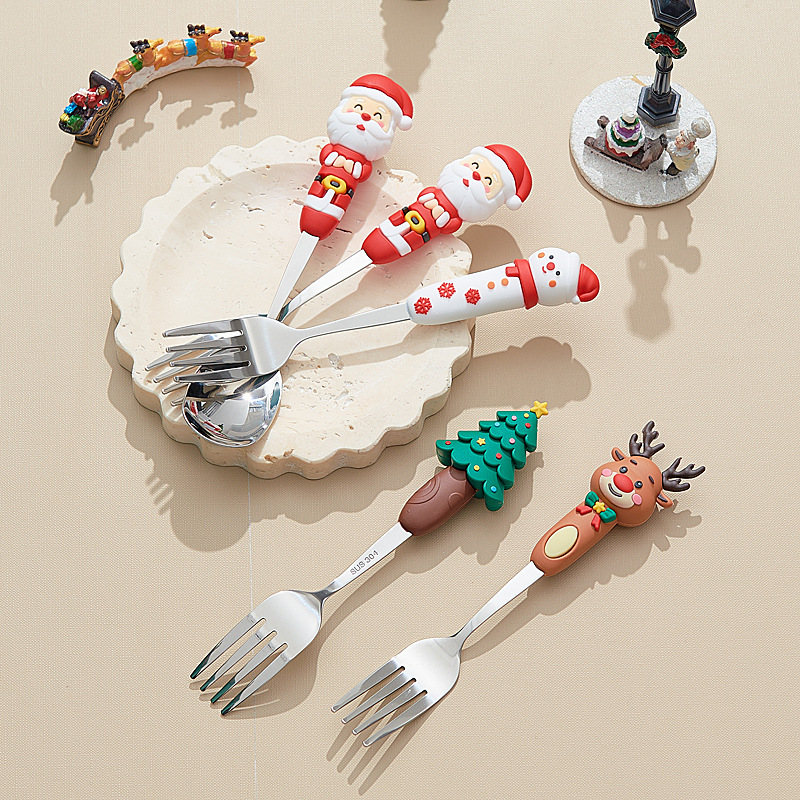 Cartoon Creative Coffee Stirring Spoon Gift Cutlery Set Christmas High-Value Stainless Steel Dessert Spoon Wholesale Cartoon Creative Coffee Stirring Spoon Gift Cutlery Set Christmas High-Value Stainless Steel Dessert Spoon Wholesale