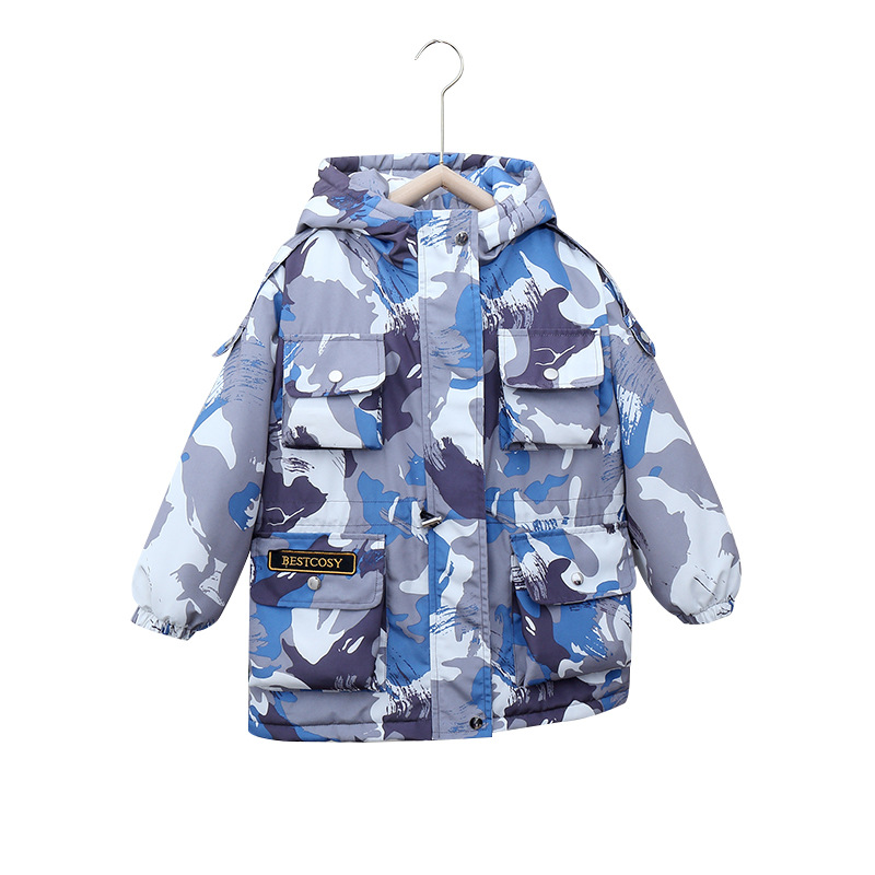 2024 nueva chaqueta acolchada de algodón para niños de camuflaje engrosada chaqueta acolchada de algodón para niños medianos y grandes Chaqueta acolchada de algodón para niños de invierno de una pieza al por mayor