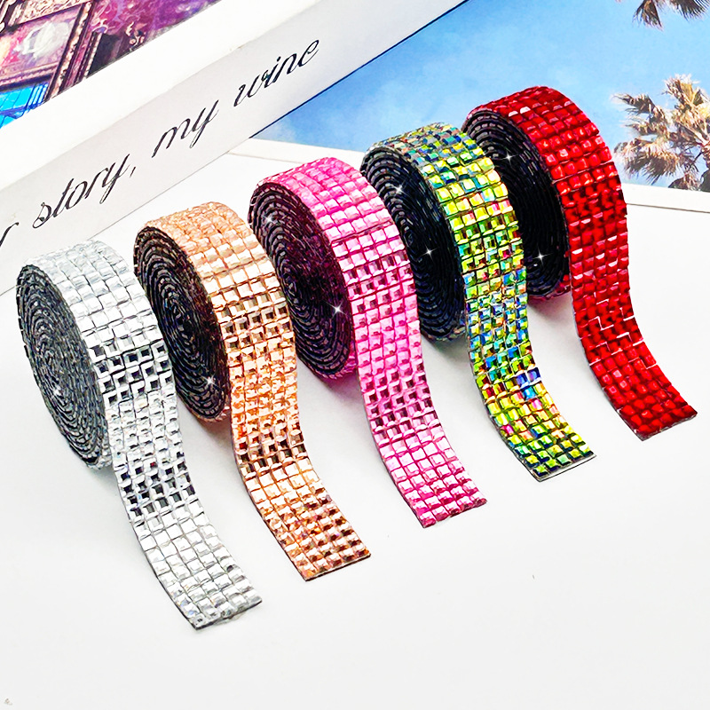 Pegatinas decorativas de diamantes de imitación Adhesivo de fusión en caliente Pegamento trasero de diamantes de perforación en caliente Cinta de diamantes de imitación autoadhesiva Pegatinas de diamantes de bricolaje creativas Accesorios de joyería Tela de diamantes de imitación