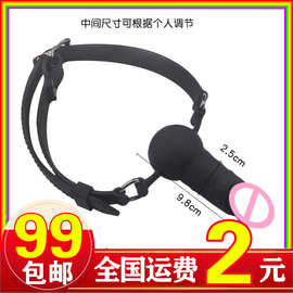 成人另类情趣用品口枷束缚玩具SM调情口球仿真硅胶阳具刺激口塞