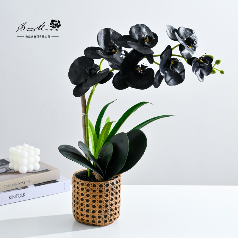Da7 flores mariposa orquídea bonsai imitación de flores fabricantes directamente para decoración del hogar imitación de flores falsas en maceta ornamentos verdes image 5