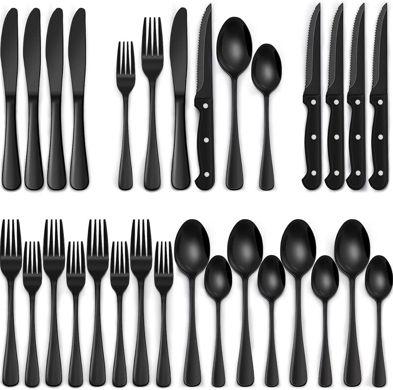 Freezing Price Amazon's Popular Stainless Steel Tableware 12/20/24/30/48 Piece Set Four Main Pieces Knife, Fork and Spoon