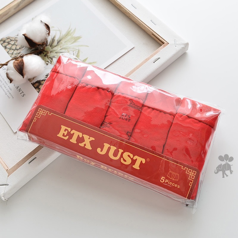 ETX ropa interior para niños 5-pack pantalones cortos de algodón año de nacimiento de la niña boxeadores rojos Año Nuevo cabeza de la ropa interior de los niños