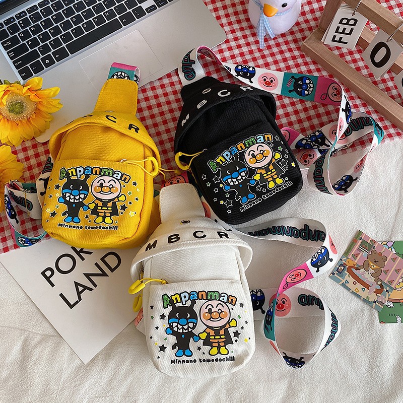 New Children's Small Crossbody Bag 2026 New Trendy Fashion Student Canvas Chest Bag Wide Strap Single Shoulder Crossbody Bag Phone Bag