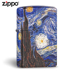 Zippo正版打火机哑漆彩印星空月夜油画艺术个性防风打火机送礼