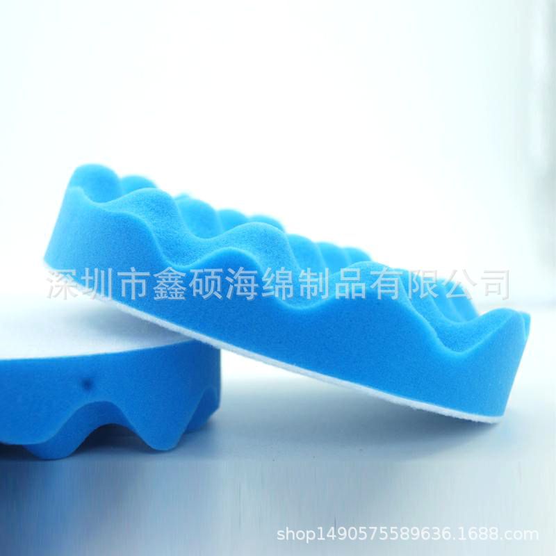 高密度汽车美容抛光海绵 平面中盘6寸波浪中盘自粘式抛光打蜡海绵