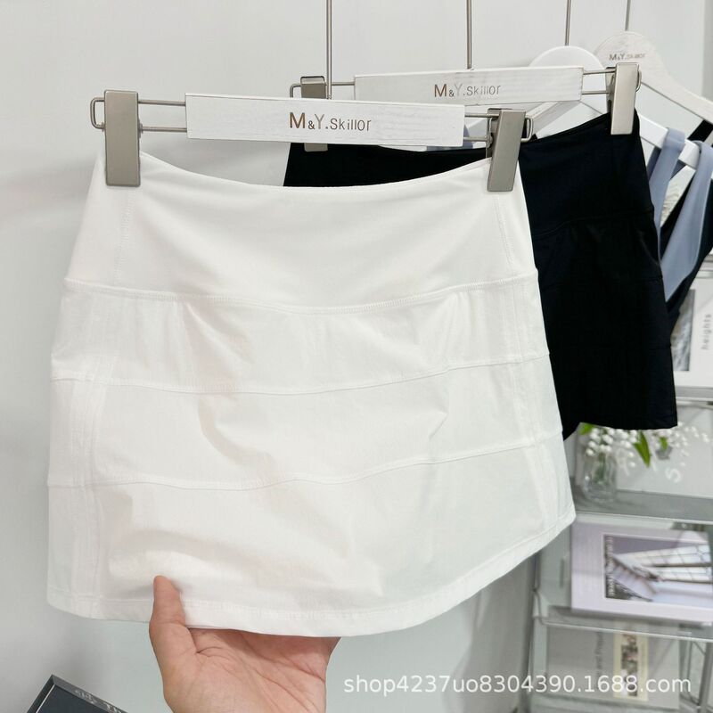 Lulu Same Yoga Age-reducing Mid-waist Small A Skirt Pleated Sports Fitness Anti-running Light Slim Tennis Skirt 24 Summer